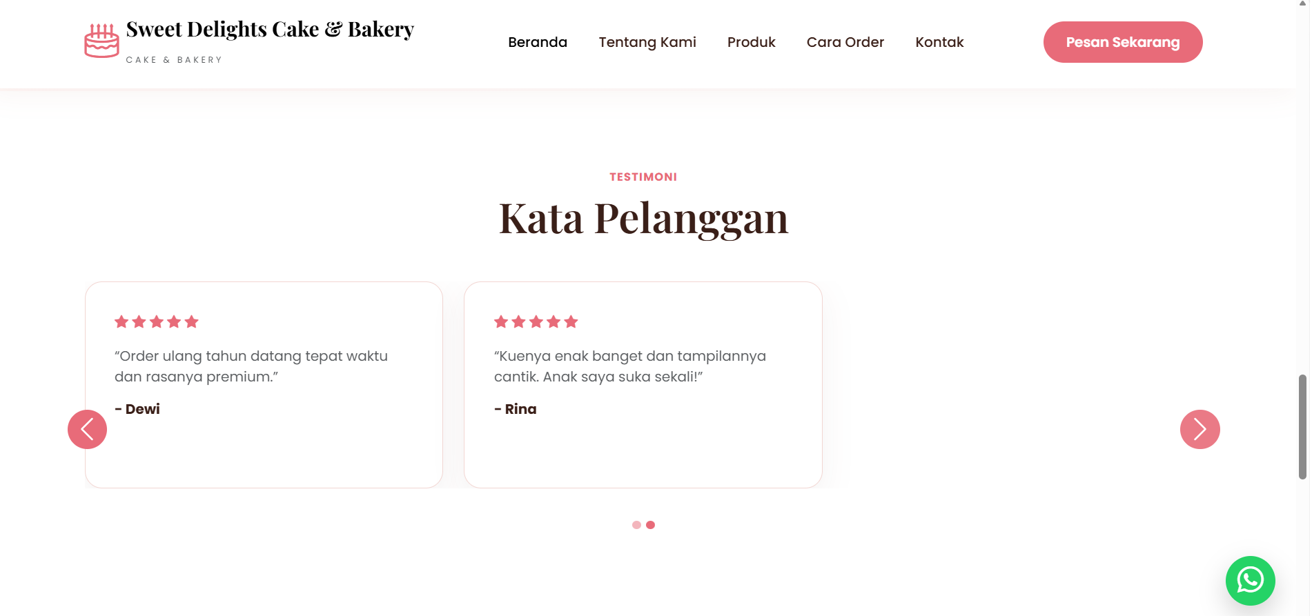 Website UMKM Cake Shop