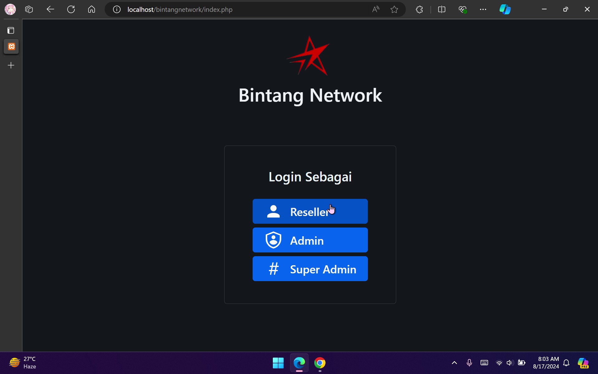 Multi-Role Dashboard Bintang Network
